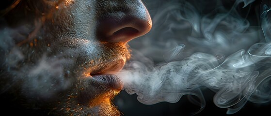 Contemplative Moment: Man and Smoke. Concept Portrait Photography, Artistic Composition, evocative imagery, storytelling portraits, cinematic portraits