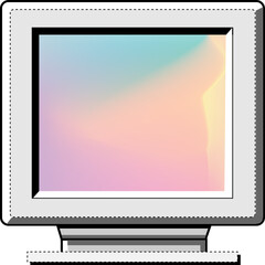 Old 90s Y2K Computer Monitor illustration with Holographic Screen