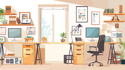 Modern illustrator and designer room with graphic table