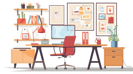 Modern illustrator and designer room with graphic table