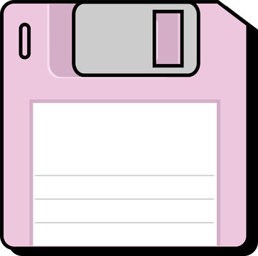 90s Y2K Pink Floppy Disc with Label Illustration