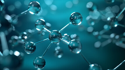 Molecular Structure in Detail with Blue Light - 3D Scientific Illustration