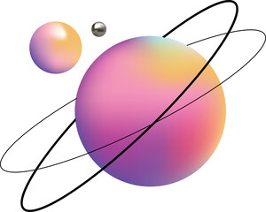 3D Colorful Abstract Floating Planet Spheres in Y2K Style