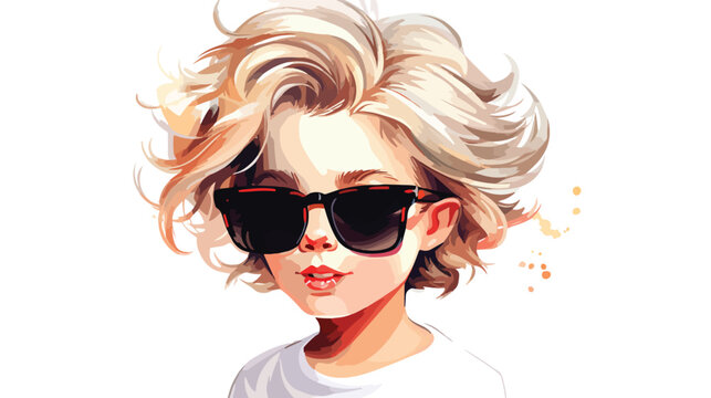 Lovely beautiful little girl in sunglasses isolated