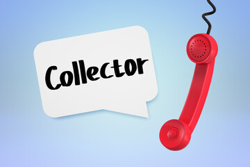 Red telephone and collector bubble text