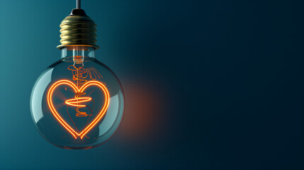 Heart-Shaped Filament in a Light Bulb - Concept of Love and Ideas