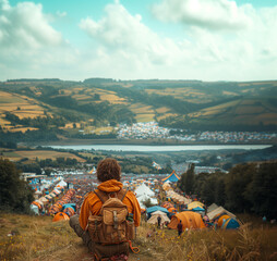 Person looking down on the festival