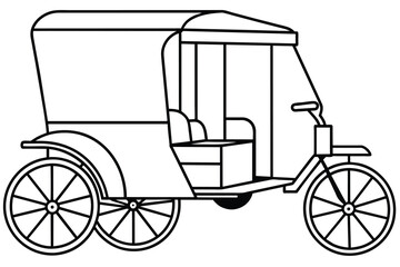 Rickshaw line art, vector illustration