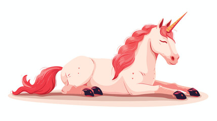 Lying Light Pink Unicorn With Red Hooves 