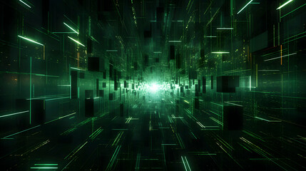 Obraz premium Digital technology matrix style abstract graphic poster web page PPT background