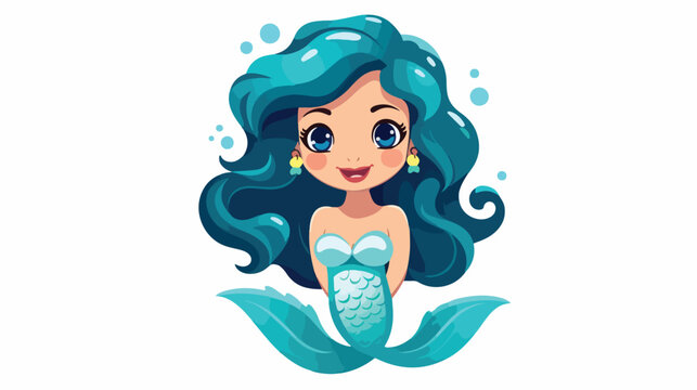 Mermaid Girl icon isolated on white Vector illustration
