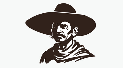Mexican man in sombrero Vector silhouette sign flat vector