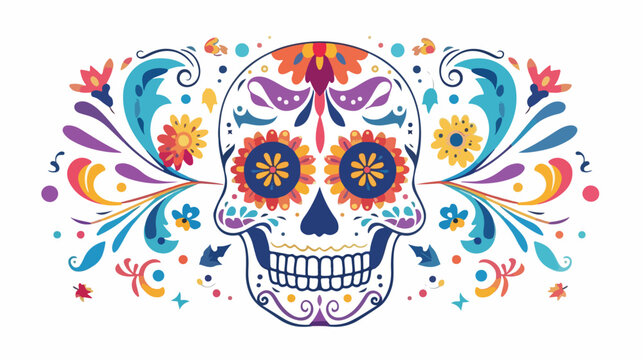 Mexican sugar skull for the Day Of The Dead Skull. vector