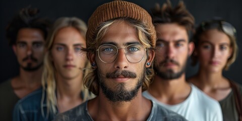 Fototapeta premium Beautiful young people from all over the world, men and women of different race and nationalities looking at camera