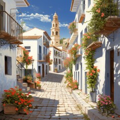Fototapeta na wymiar Amazing narrow spanish old street