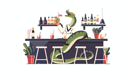 Mixologist Snake Preparing Cocktails