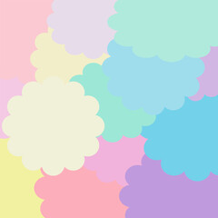 Brightly colored decorative collages arranged on top of each other.