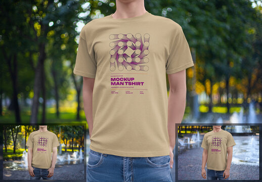 3 Mockups Classic T-shirt on the Park