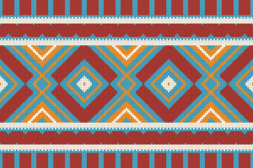 Ikat Fabric Paisley Embroidery Background. Ikat Damask Geometric Ethnic Oriental Pattern traditional.aztec Style Abstract Vector illustration.design for Texture,fabric,clothing,wrapping,sarong.