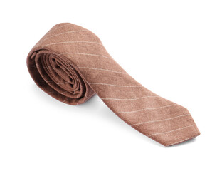 One striped necktie isolated on white. Men's accessory