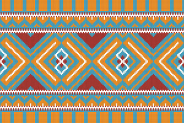 Ikat Fabric Paisley Embroidery Background. Ikat Damask Geometric Ethnic Oriental Pattern traditional.aztec Style Abstract Vector illustration.design for Texture,fabric,clothing,wrapping,sarong.