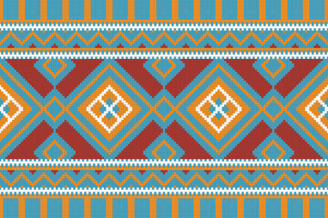 Ikat Fabric Paisley Embroidery Background. Ikat Damask Geometric Ethnic Oriental Pattern traditional.aztec Style Abstract Vector illustration.design for Texture,fabric,clothing,wrapping,sarong.