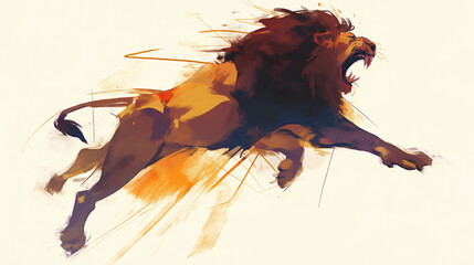 Leão amarelo no fundo branco - Ilustração
