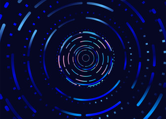 3D Circle with Abstract Pattern Geometric Line, Dot. Technology Silhouette Cyber, Hi-tech. Background Rings, Ripple for Advertising, Web, Social Media, Poster, Banner, Cover. 