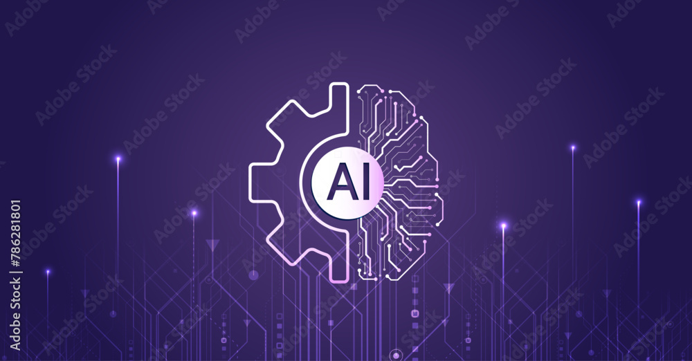 Wall mural artificial intelligence vector illustration. technology background template. abstract high tech brai