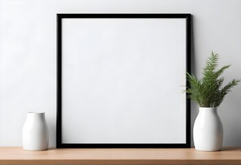 Fototapeta premium Frame mockup, ISO A paper size. Living room wall poster mockup. Interior mockup with house background. Modern interior design. 