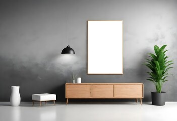 Frame mockup, ISO A paper size. Living room wall poster mockup. Interior mockup with house background. Modern interior design. 