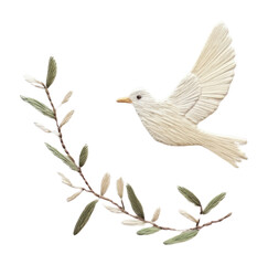 PNG Dove peace theme bird embroidery pattern