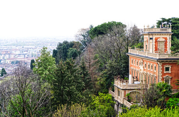Bergamo panorama view and villa in Italy, Europe