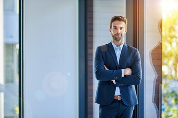 Portrait, confident and man in office for corporate career, startup and company or business...