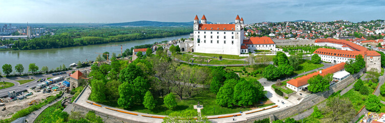 Bratislava Castle Slovakia in beautiful weather, aerial view in Europe - 786284466