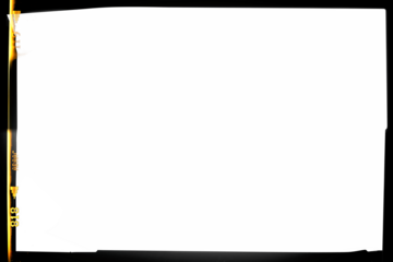 Retro photo film frame of an old camera with film signs and numbers orange light leaks on transparent background (png image).	