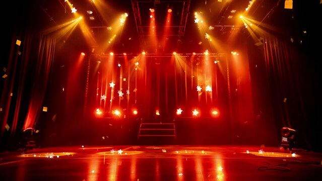 Luxurious stage with spotlights for theater performances or exhibition events	
