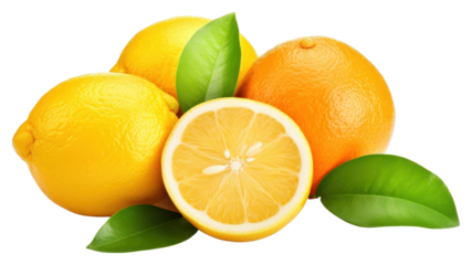 PNG Fresh citrus fruits grapefruit lemon plant.