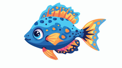 Cute cartoon Sea fish clipart page for kids. Vector Illustration