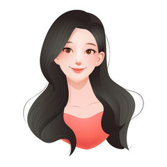 An anime style beautiful young woman with brown hair, featuring delicate facial features and vibrant colors. Asian beauty, perfect for cosmetic or fashion related designs. Not AI.
