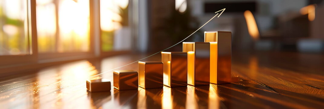 Diagram in volumetric style, business growth, where increasing levels indicate progress. Generative ai