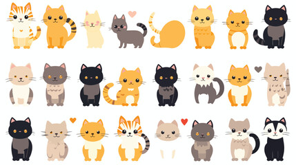Cute cats and funny kitten doodle element vector