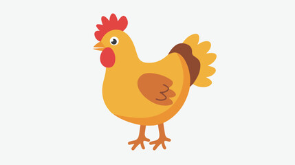 Cute chicken cartoon flat style icon design Animal zoo
