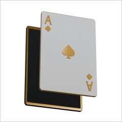 Gold and White Ace of Spaces Back and Front Side Isolated