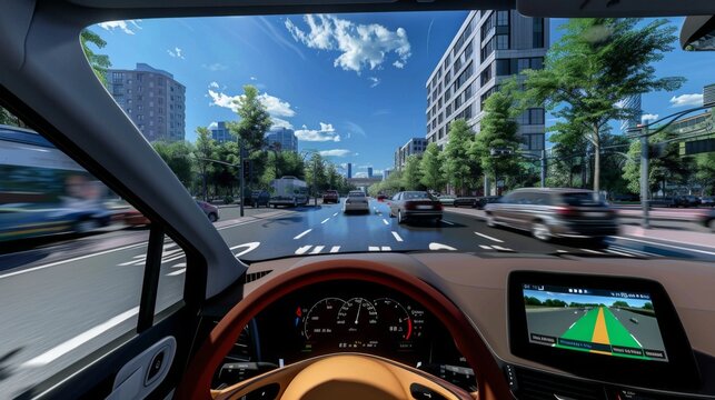 Sunny Day Drive Through Urban Landscape - Powered by Adobe