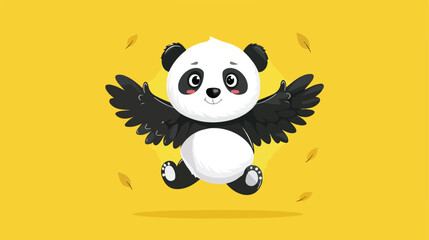 Cute Flying Panda Cartoon. Animal Vector Icon Illustration