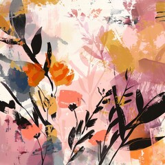 A frame of Boho-inspired abstract brush strokes and floral silhouettes.