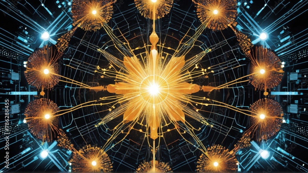 Poster 3d rendering artificial intelligence ai research and development for future of human life.