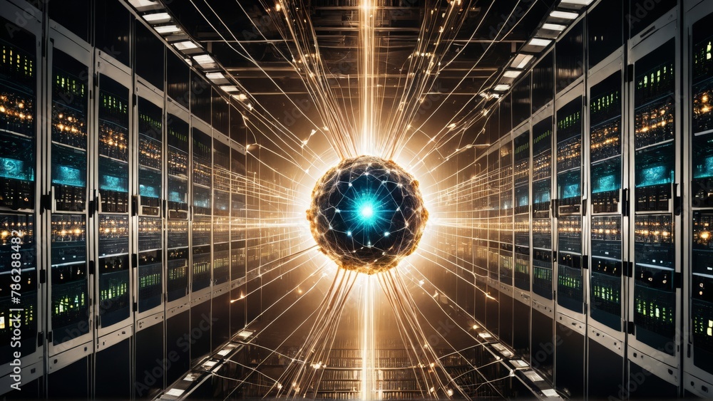 Poster 3d rendering artificial intelligence ai research and development for future of human life.