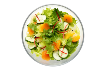 a clean white backdrop in a studio setting, a wooden bowl holds a vibrant vegetable salad comprising tomatoes, cucumbers, lettuce, onions, olives, and bell peppers.
